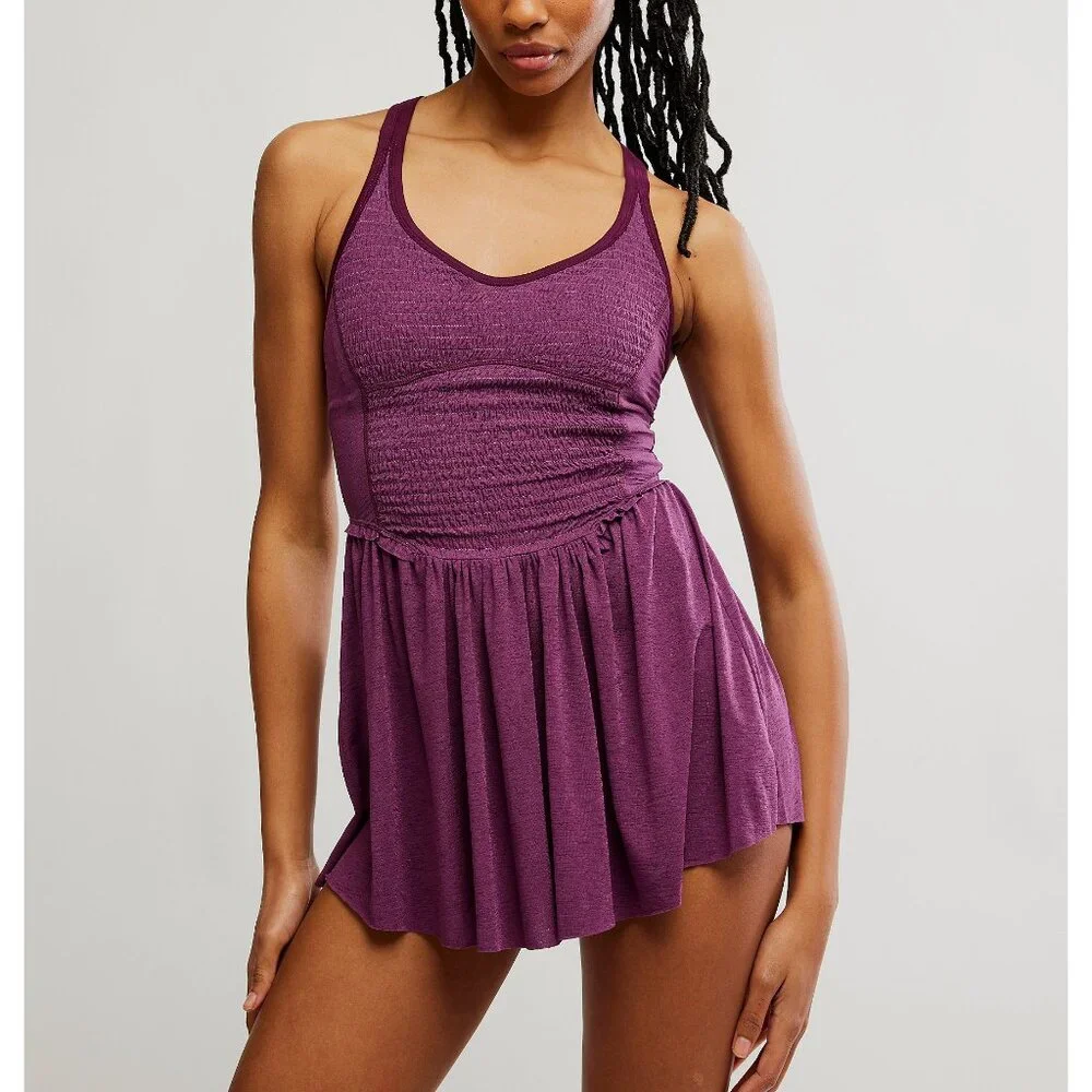 🎉LAST CHANCE🎉 FP MOVEMENT Smockin Hot Dress / Black Cherry - Picture 1 of 8